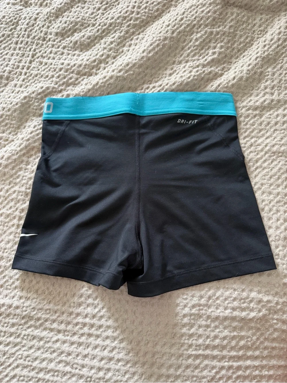 Nike Black Active Bike Shorts with Teal Waistband